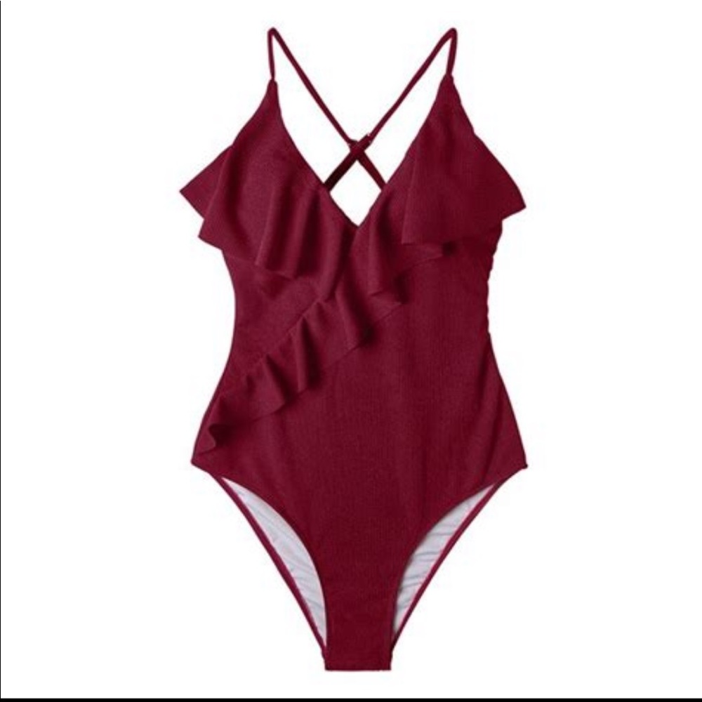 Cupshe Burgundy one piece swimsuit size xs New with tags